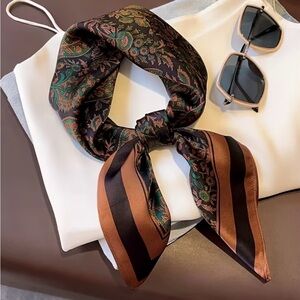 Chic Black and Brown Floral Scarf